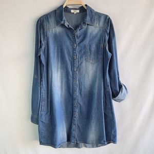 American Blue Premium Denim Button Down Shirt Dress Women's L